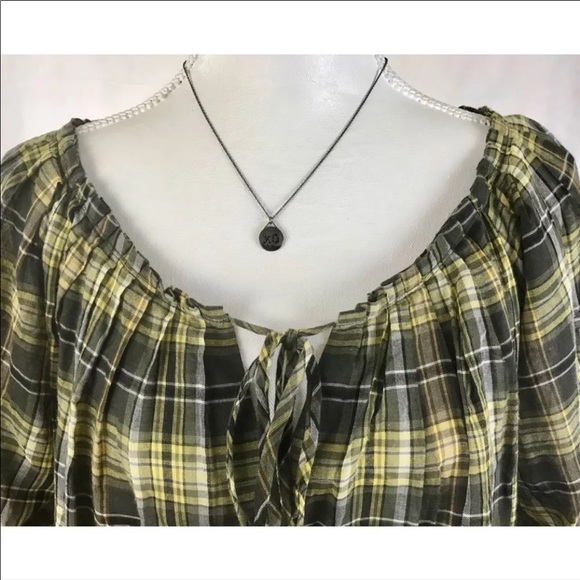 MICHAEL KORS Plaid 3/4 Sleeve Peasant Top - Picture 2 of 6